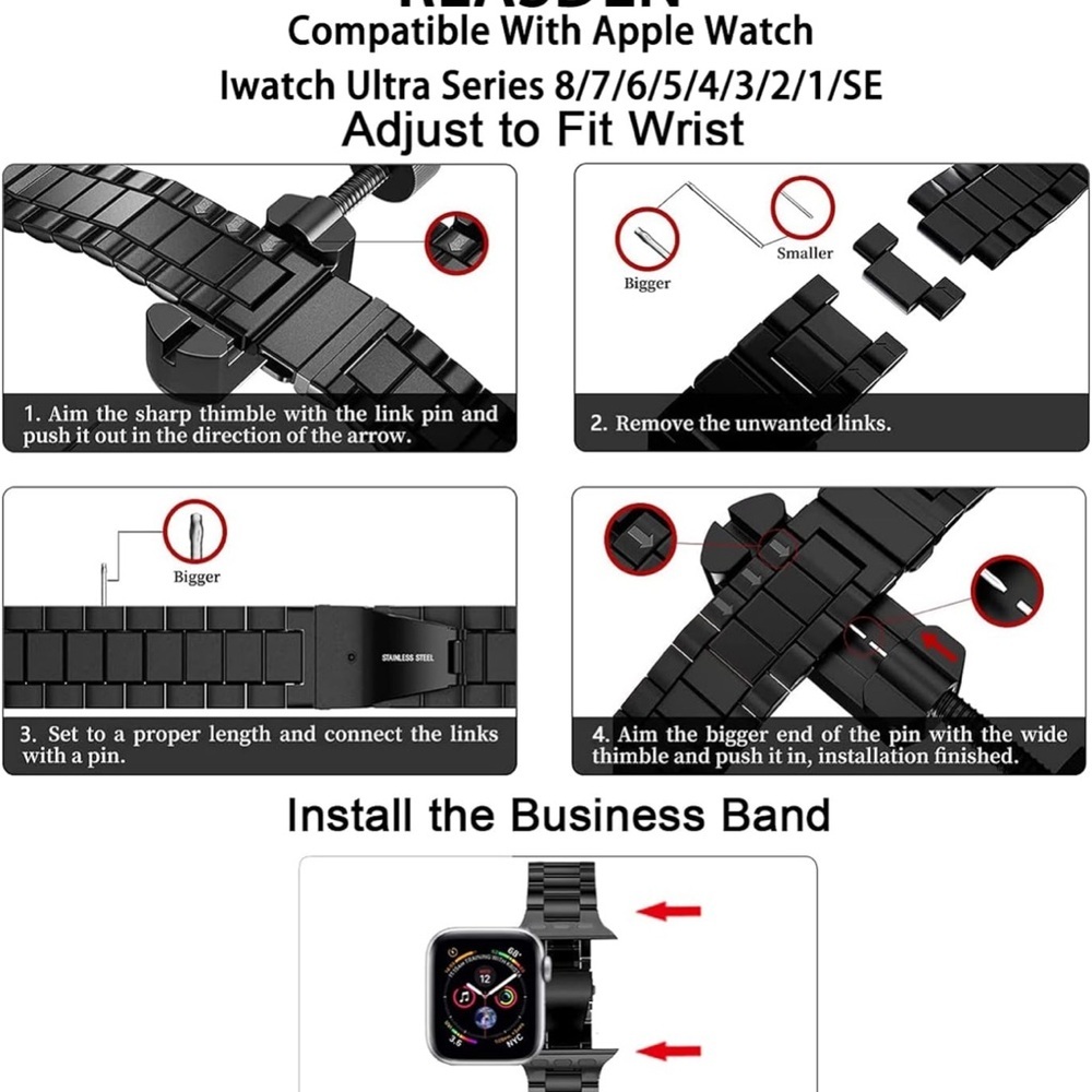 Comp Apple Watch Band Case 10 9 8 7 6 5 4 3 2 1 SE 49mm 45mm 46mm 44mm 42mm 38mm - Picture 7 of 9